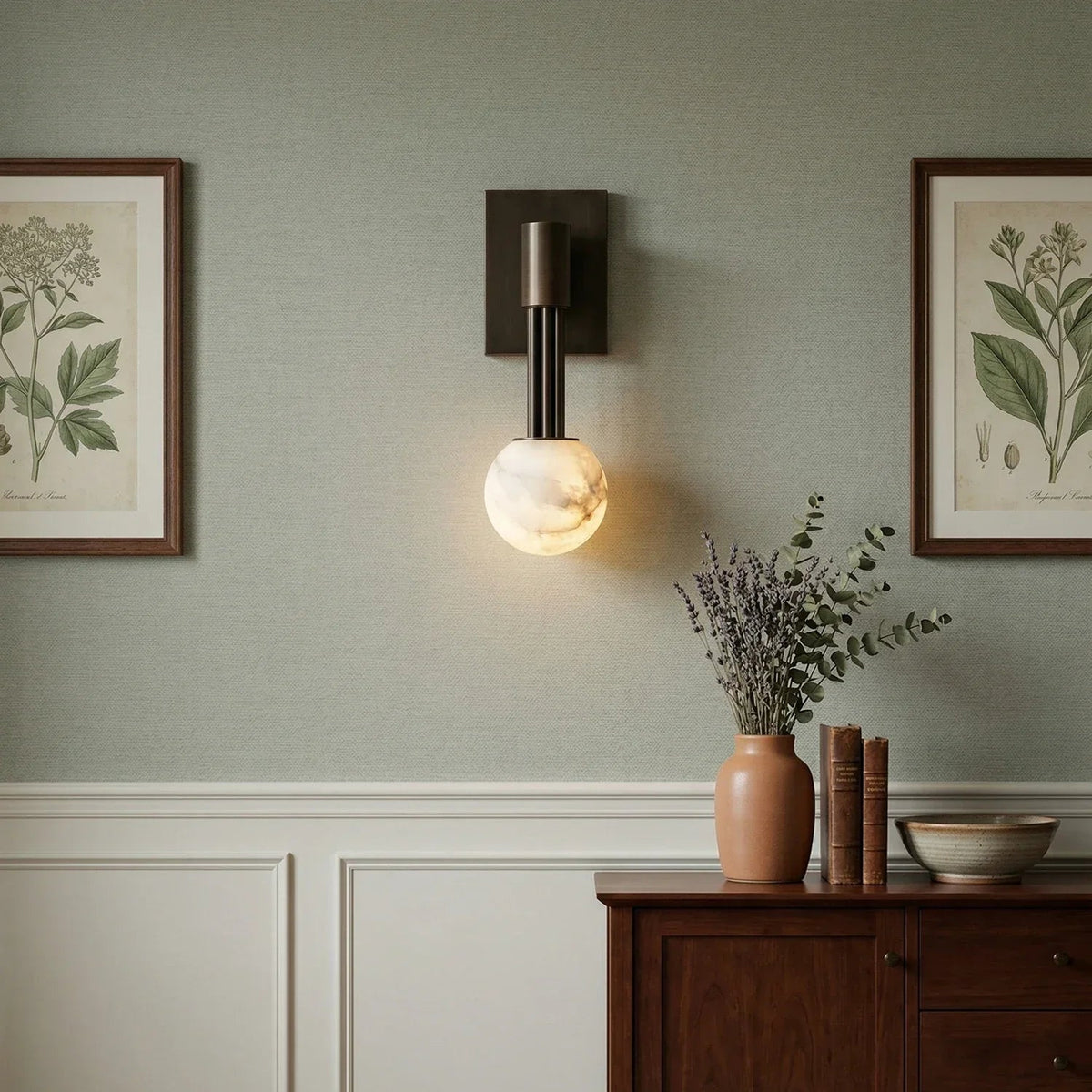 Obra Spherical Alabaster Wall Lamp