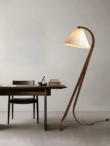 Orellis Curved Wood Floor Lamp