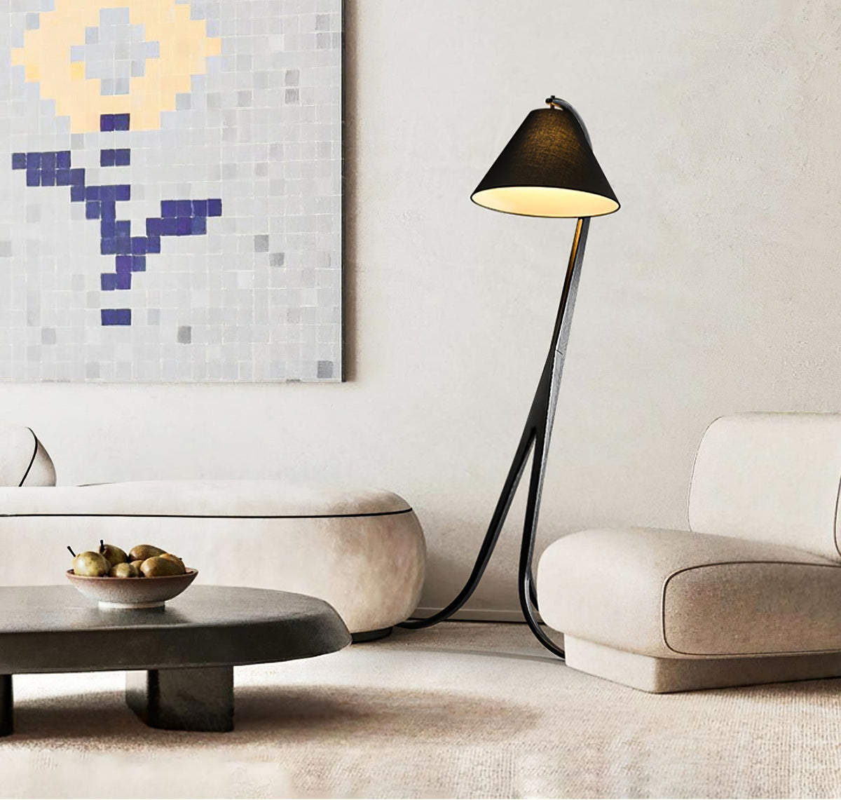 Orellis Curved Wood Floor Lamp