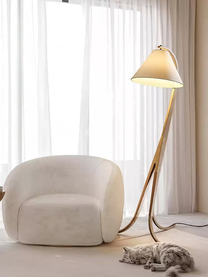 Orellis Curved Wood Floor Lamp
