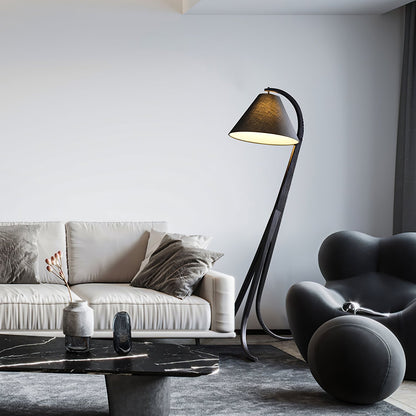 Orellis Curved Wood Floor Lamp