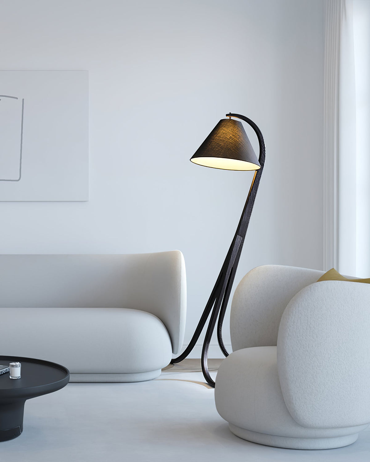 Orellis Curved Wood Floor Lamp