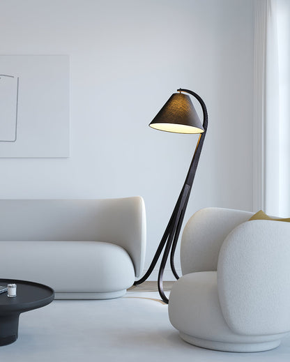 Orellis Curved Wood Floor Lamp