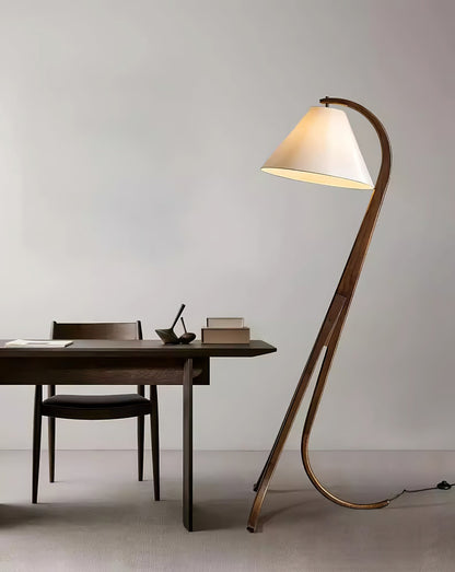 Orellis Curved Wood Floor Lamp