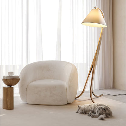 Orellis Curved Wood Floor Lamp