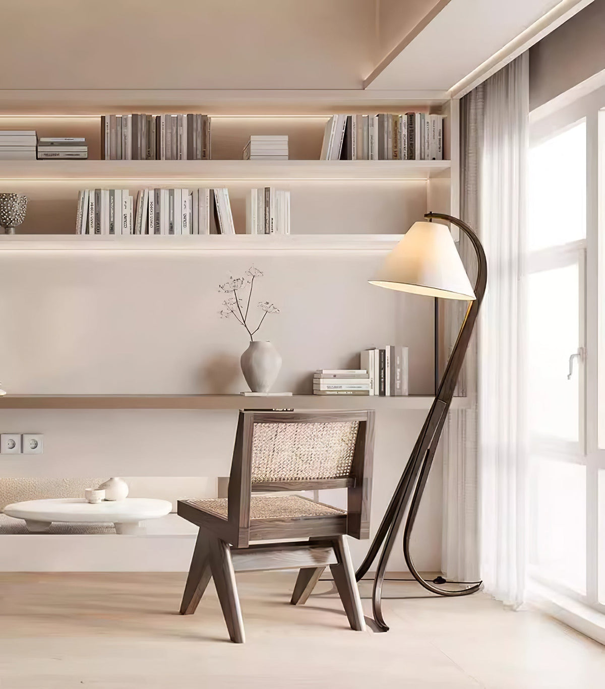 Orellis Curved Wood Floor Lamp