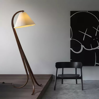 Orellis Curved Wood Floor Lamp