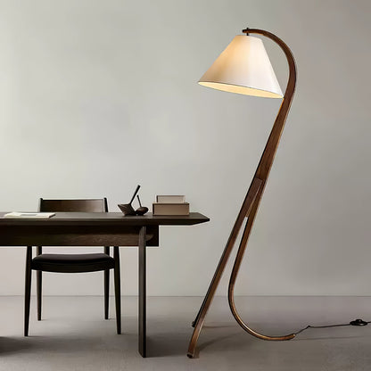 Orellis Curved Wood Floor Lamp
