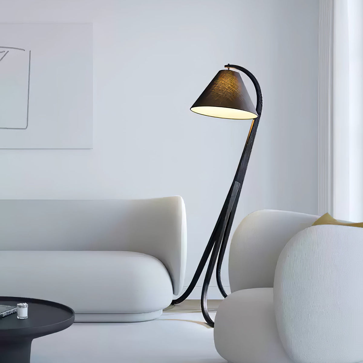 Orellis Curved Wood Floor Lamp