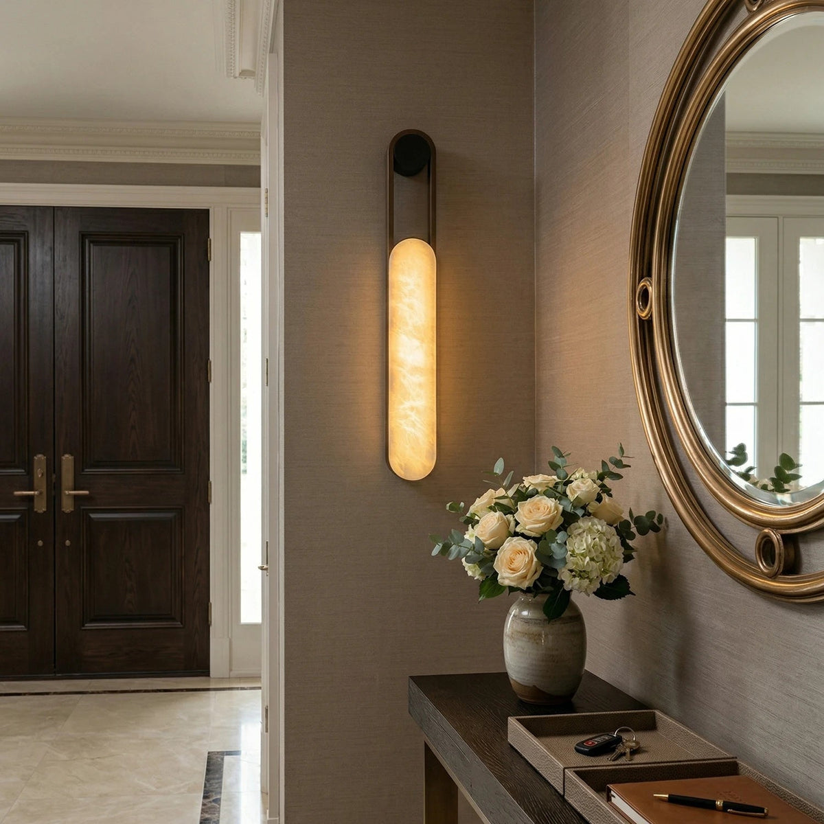 Orven Ring Handle Alabaster Wall Light