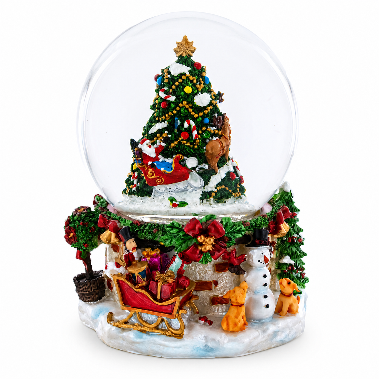 Santa's, Snowman and Canine Companions Musical Water Snow Globe