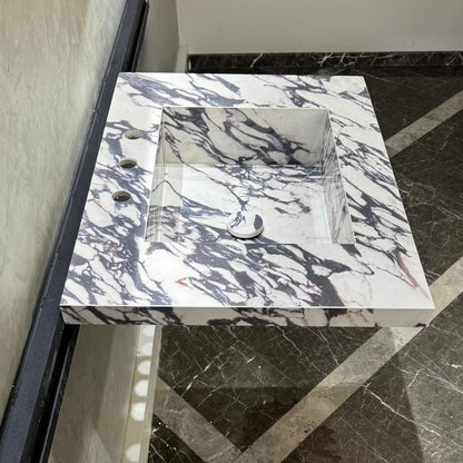 READY TO SHIP! Handcrafted Calacatta Viola Porcelain Vessel Sink: Custom Bathroom Vanity Top (ES-39)
