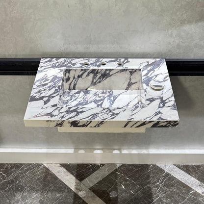 READY TO SHIP! Handcrafted Calacatta Viola Porcelain Vessel Sink: Custom Bathroom Vanity Top (ES-39)