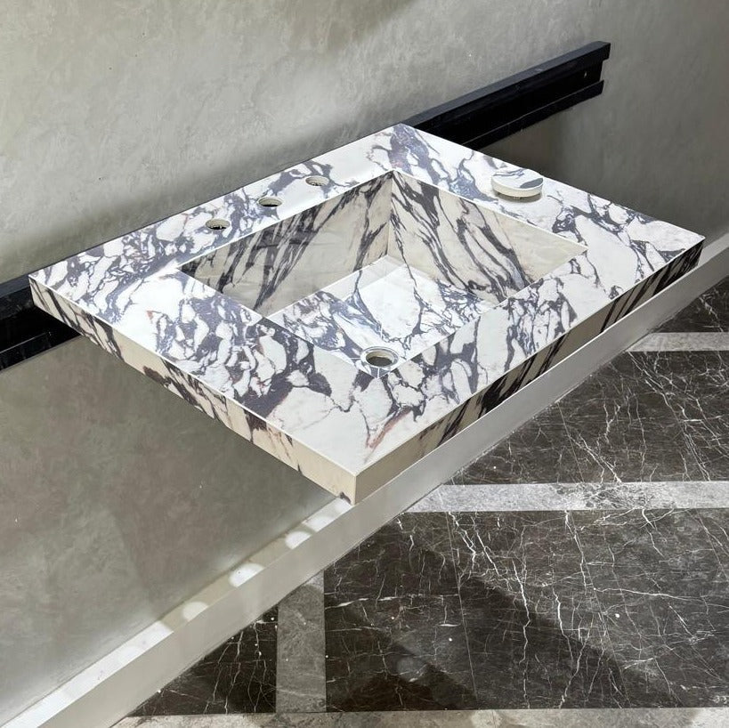 READY TO SHIP! Handcrafted Calacatta Viola Porcelain Vessel Sink: Custom Bathroom Vanity Top (ES-39)