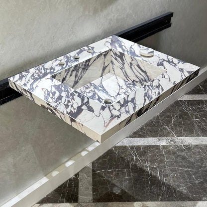 READY TO SHIP! Handcrafted Calacatta Viola Porcelain Vessel Sink: Custom Bathroom Vanity Top (ES-39)