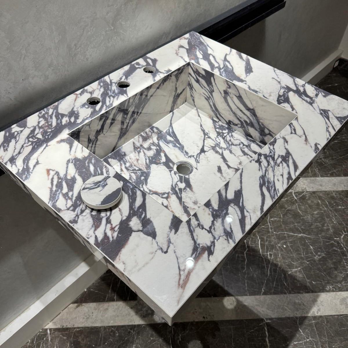 READY TO SHIP! Handcrafted Calacatta Viola Porcelain Vessel Sink: Custom Bathroom Vanity Top (ES-39)