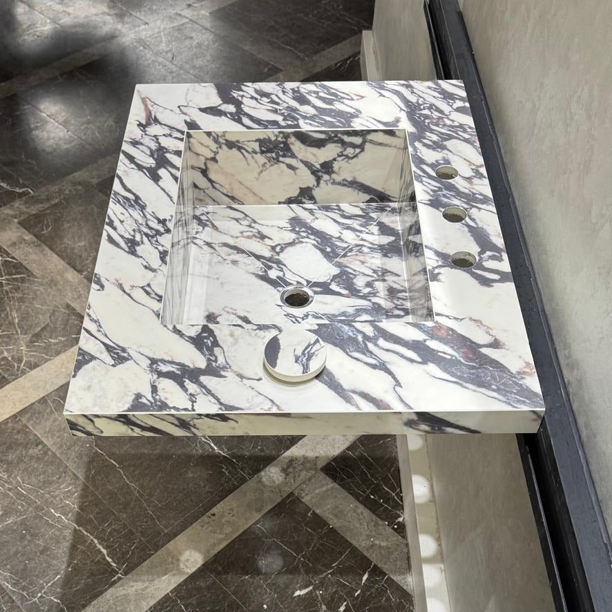 READY TO SHIP! Handcrafted Calacatta Viola Porcelain Vessel Sink: Custom Bathroom Vanity Top (ES-39)