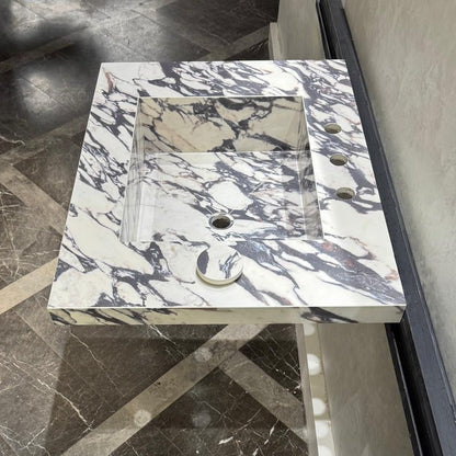 READY TO SHIP! Handcrafted Calacatta Viola Porcelain Vessel Sink: Custom Bathroom Vanity Top (ES-39)