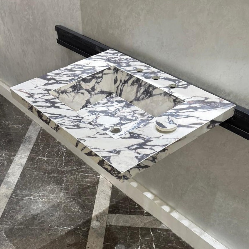 READY TO SHIP! Handcrafted Calacatta Viola Porcelain Vessel Sink: Custom Bathroom Vanity Top (ES-39)
