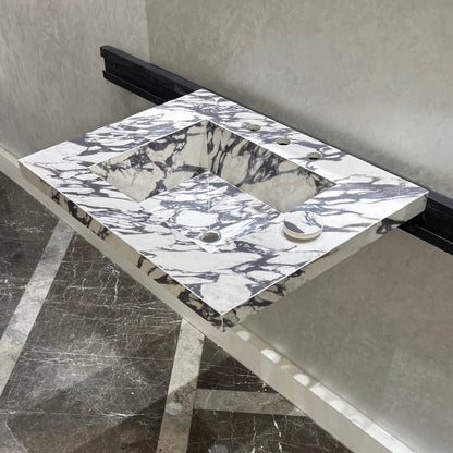READY TO SHIP! Handcrafted Calacatta Viola Porcelain Vessel Sink: Custom Bathroom Vanity Top (ES-39)