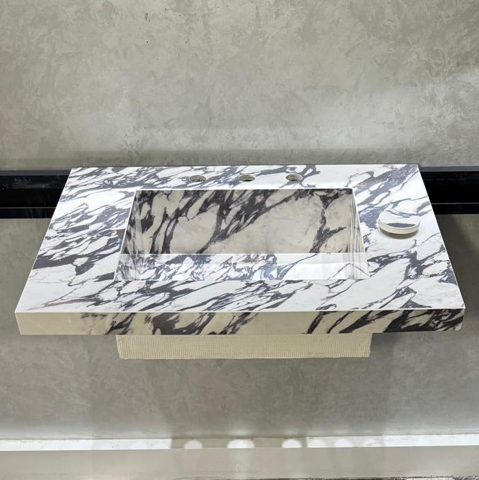 READY TO SHIP! Handcrafted Calacatta Viola Porcelain Vessel Sink: Custom Bathroom Vanity Top (ES-39)
