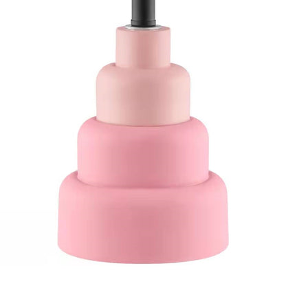 Small Pink Desk Light Table Lamp with White Fabric Shade for Bedside Nightstand