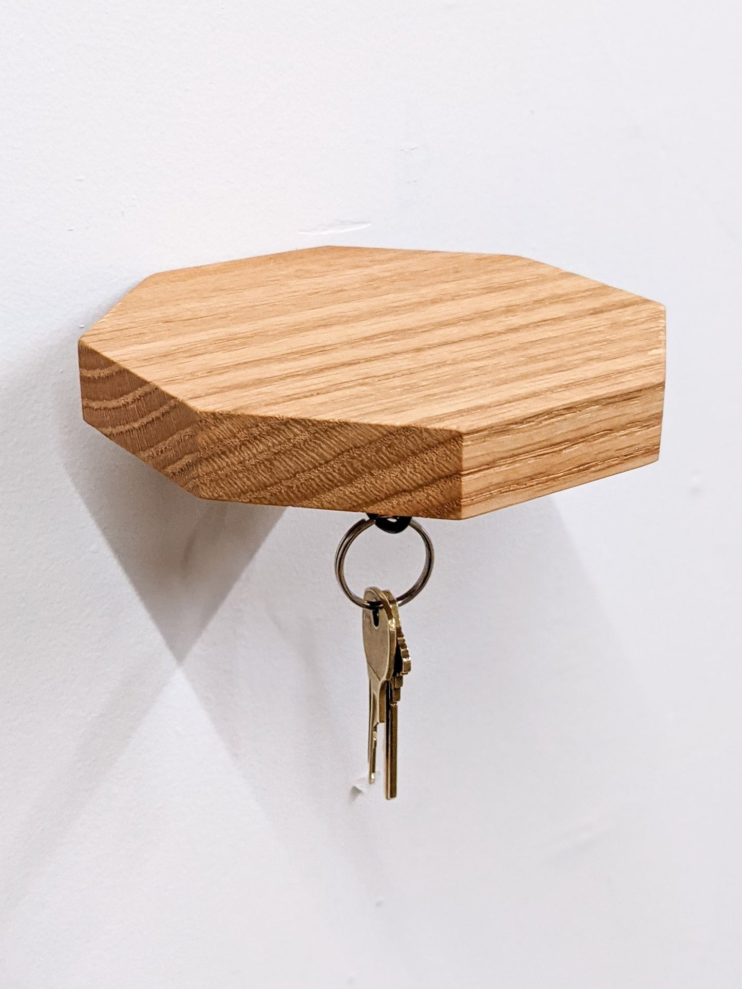 Mahogany Octagon Shelf with Key Hooks