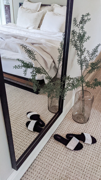 64"x24" Black Metal Arched Wall Mirror, Thin Edge Full Length, Deep Set Mirror MB6424