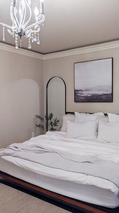 64"x24" Black Metal Arched Wall Mirror, Thin Edge Full Length, Deep Set Mirror MB6424