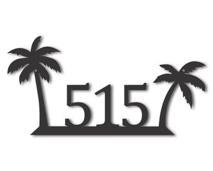 Metal Tropical House Number Sign | Metal Palm Tree Address Sign | 15 Color Options