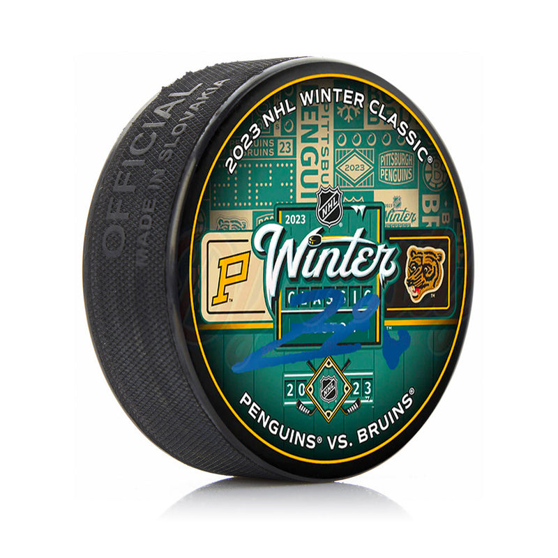 Pavel Zacha Boston Bruins Autographed 2023 Winter Classic Puck