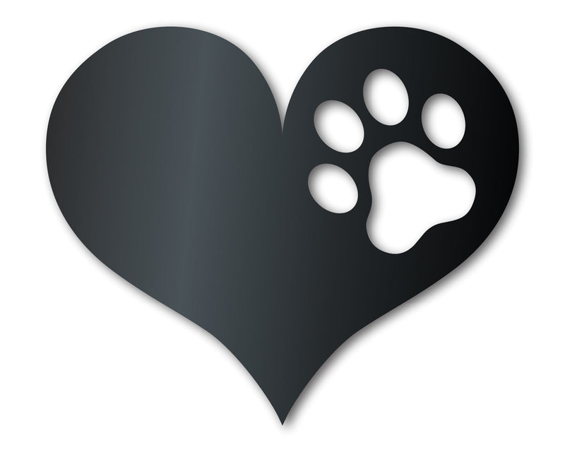 Metal Pawprint Heart Wall Art - Metal Sign - 14 Color Options
