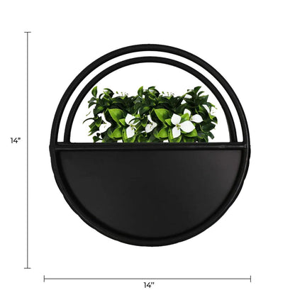 Floating Half Moon Metal Wall Planter – Onyx Black 35cm