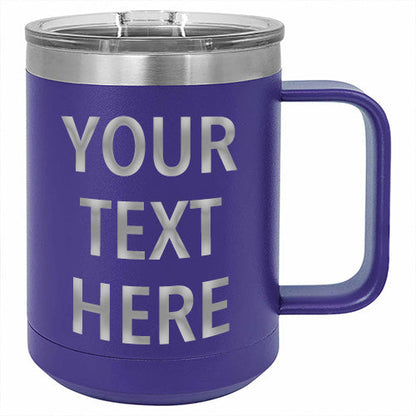 Stainless Steel Mug Tumbler with Handle | 15 oz | Customizable | RCK Creations & More