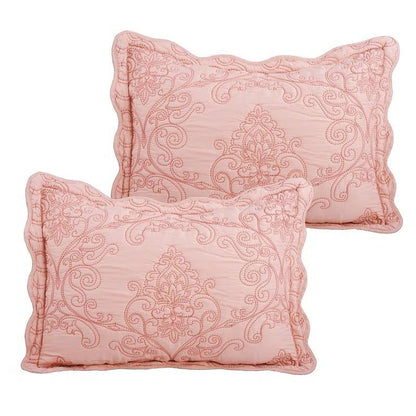 Queen size Dusty Pink Damask Embroidered 4 Piece Oversized Bedspread Set