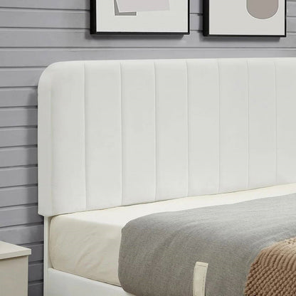 Queen size White Upholstered Platform Bed Frame with Headboard