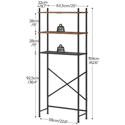 Industrial Metal Wood Style Over the Toilet Freestanding Storage Shelving Unit
