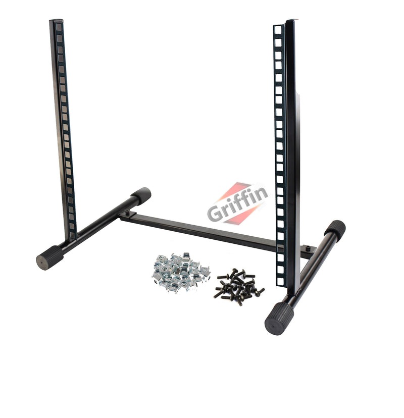 Rack Mount Stand with 10 Spaces by GRIFFIN - Music Studio Recording Equipment Sound Mixer Standing Case & 20 Screws - RackMount Pro Audio Network Amp