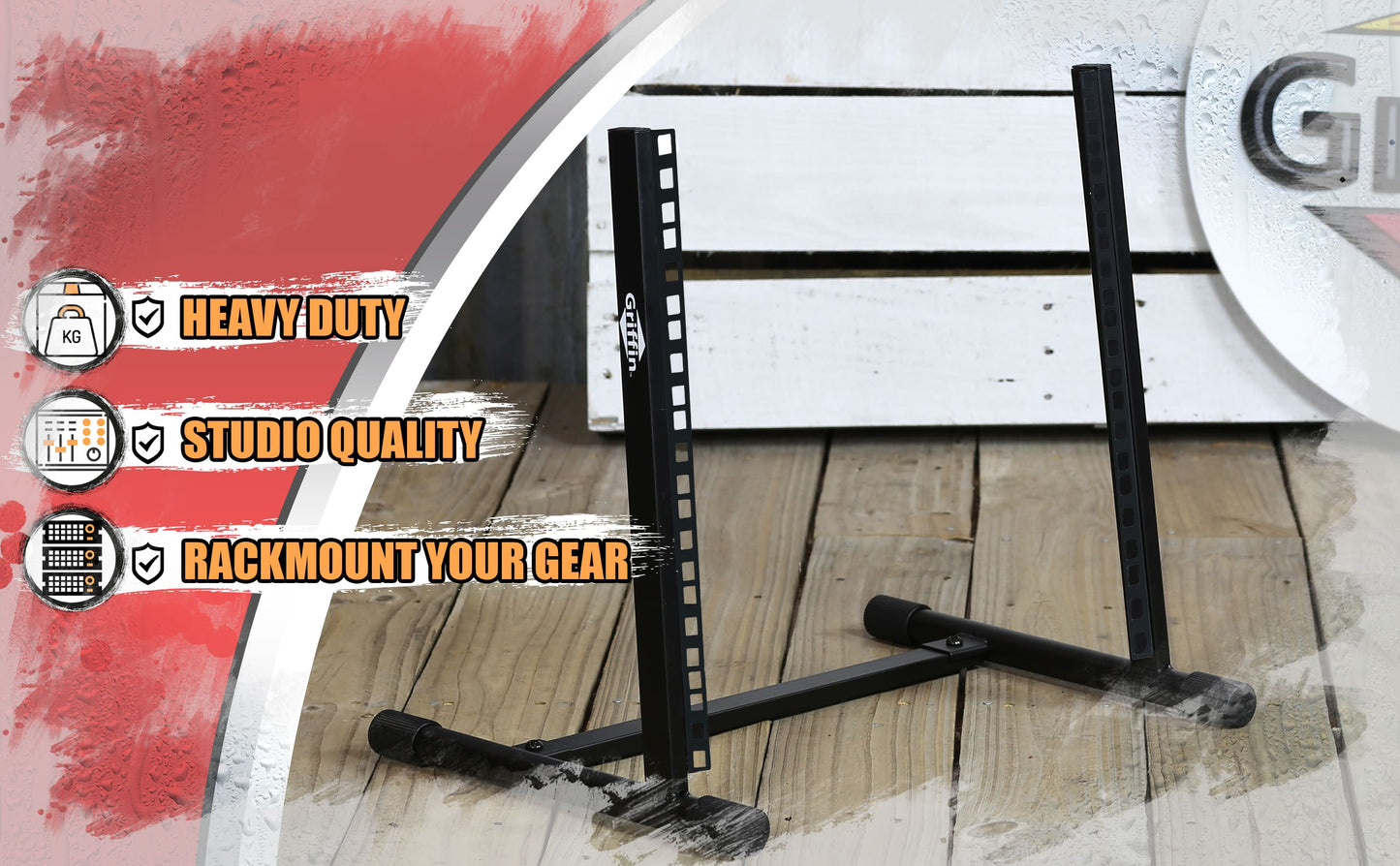 Rack Mount Stand with 10 Spaces by GRIFFIN - Music Studio Recording Equipment Sound Mixer Standing Case & 20 Screws - RackMount Pro Audio Network Amp