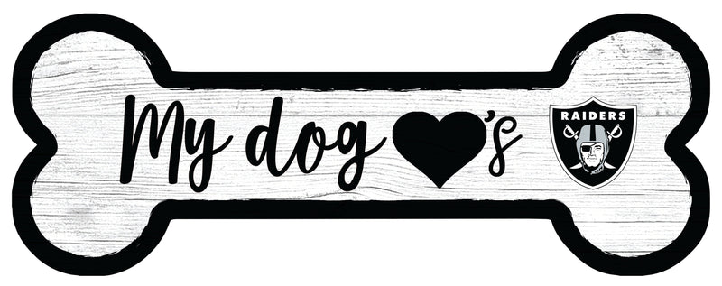 Las Vegas Raiders Football Dog Bone White Wooden Sign