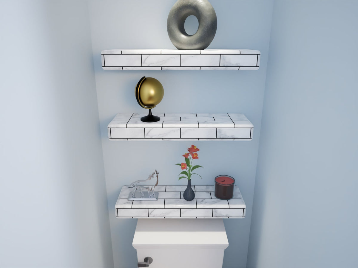 The Original™ Ready-to-Tile Free Floating Shelf with Orange Waterproof Board