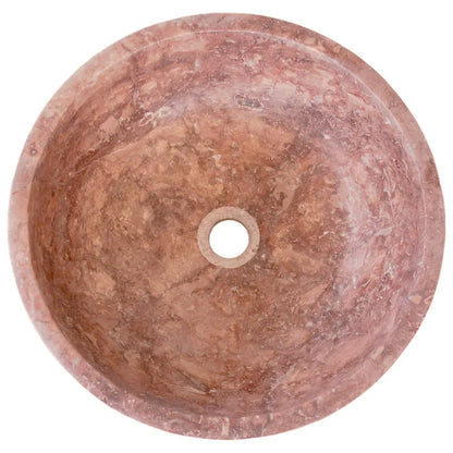 Red Travertine Natural Stone Round Above Vanity Bathroom Sink Honed/Matte (D)16" (H)6" READY TO SHIP