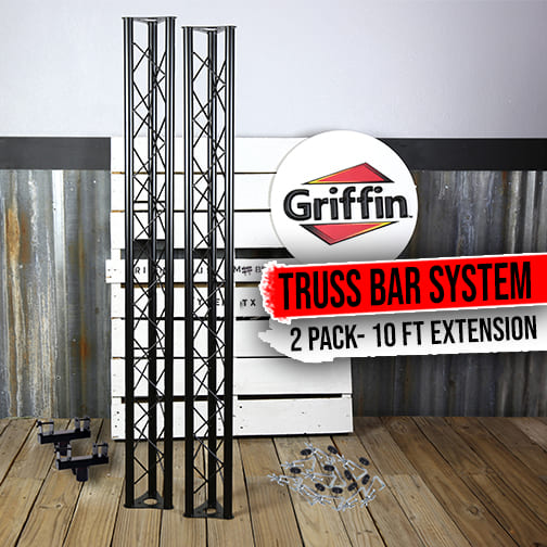 DJ Triangle Truss Extension Lighting System by GRIFFIN | Mounts on your Speaker Stands | Trussing Stage Kit for Smoke Machines & Dance Can Lights | C Clamps Mounting Brackets & Platform Hardware Set