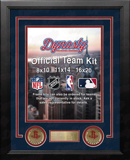 NBA Basketball Photo Picture Frame Kit - Houston Rockets (Navy Matting, Red Trim)