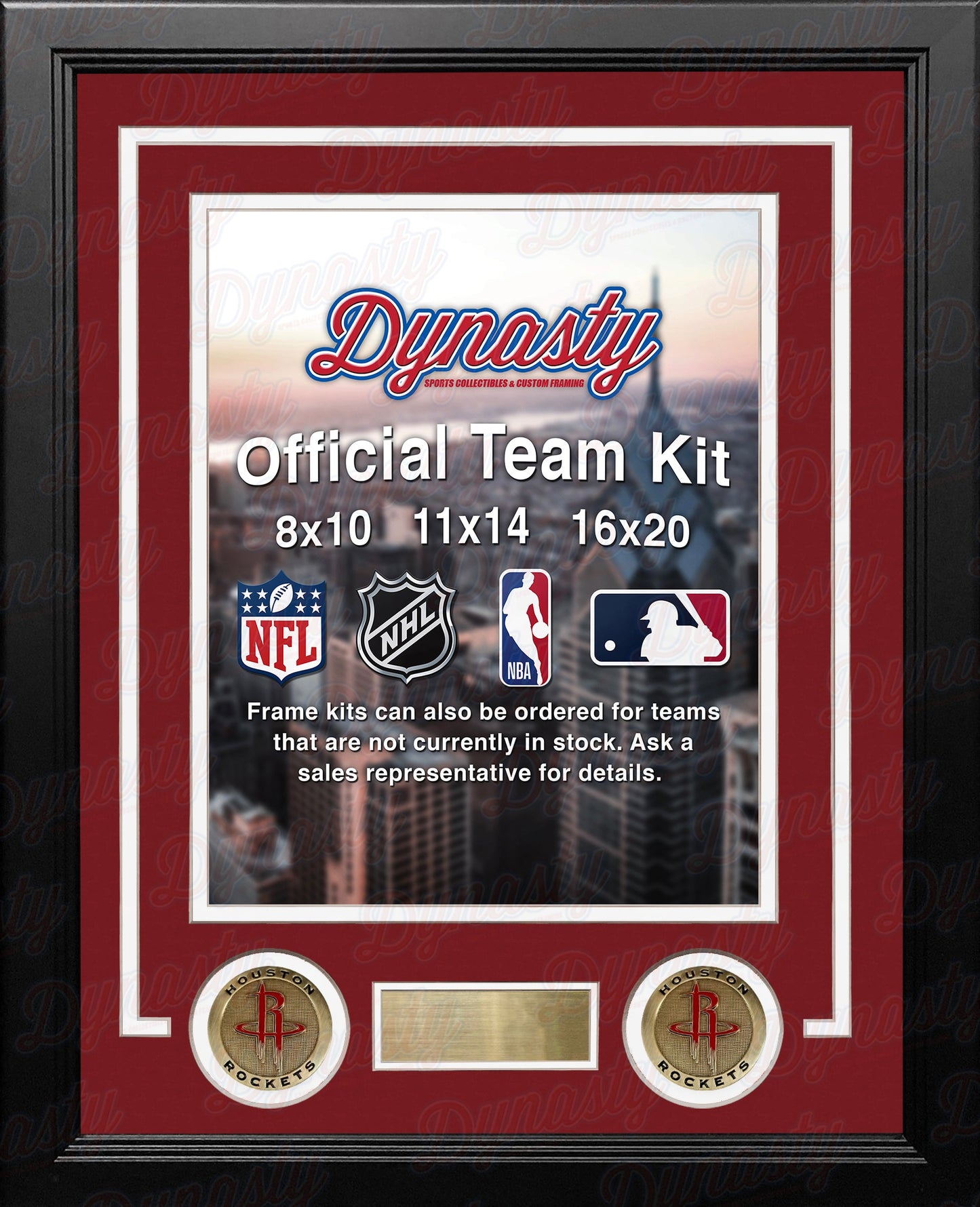 NBA Basketball Photo Picture Frame Kit - Houston Rockets (Red Matting, White Trim)