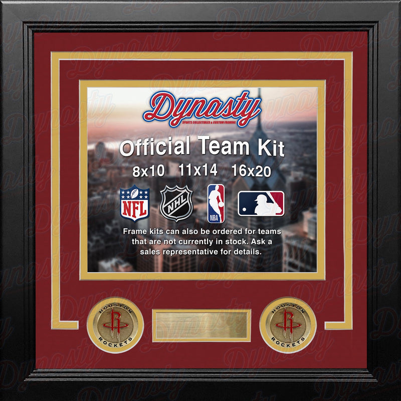 NBA Basketball Photo Picture Frame Kit - Houston Rockets (Red Matting, Yellow Trim)