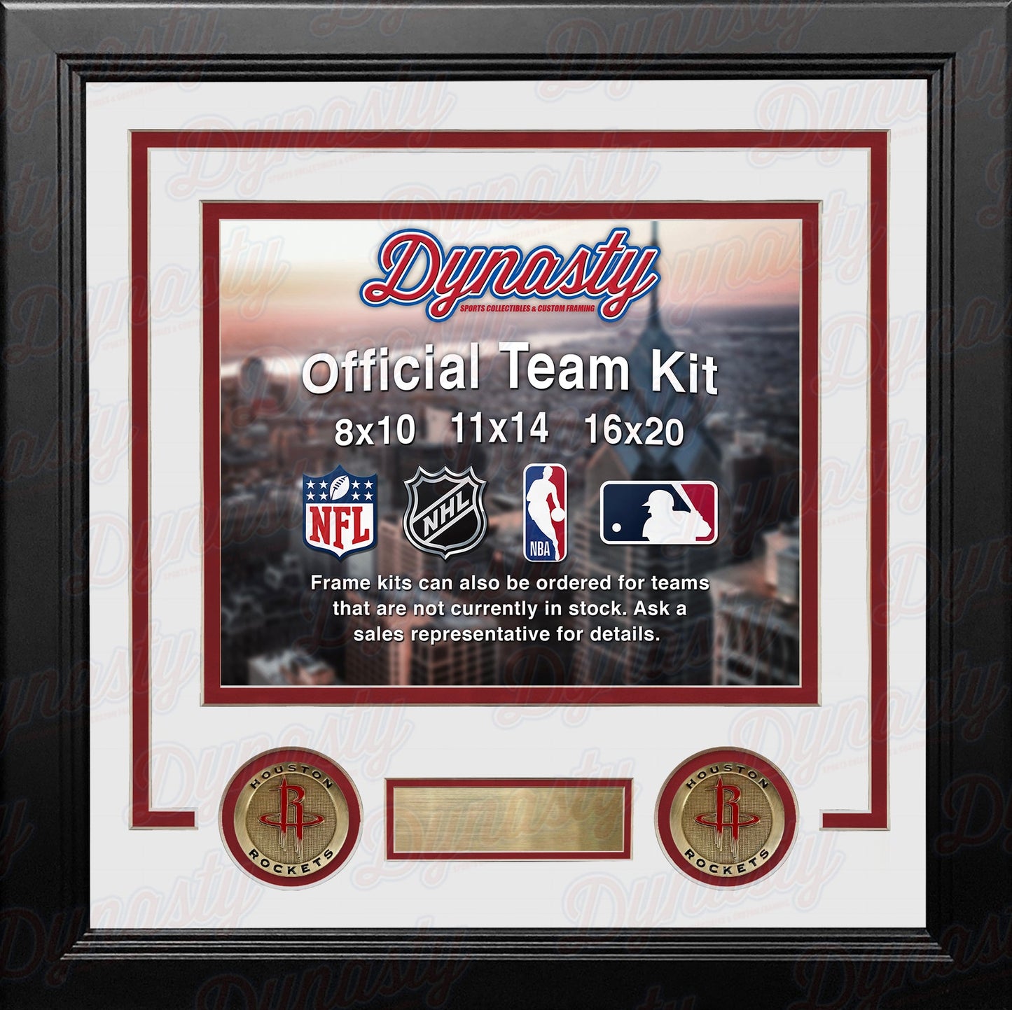 NBA Basketball Photo Picture Frame Kit - Houston Rockets (White Matting, Red Trim)