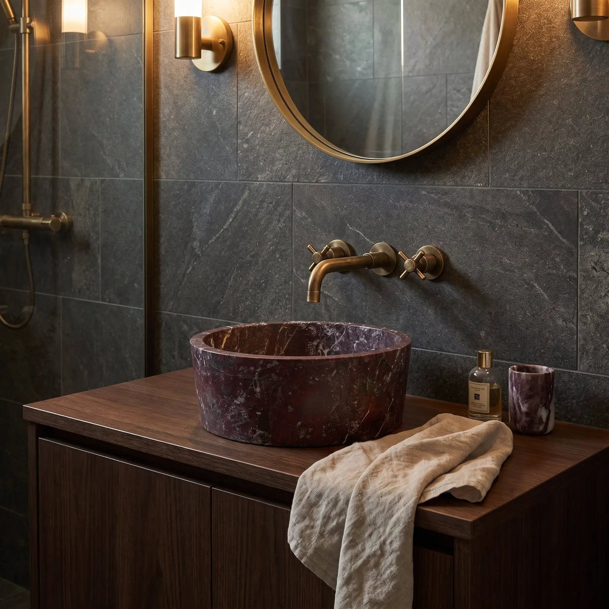 Rosso Levanto Above-Vanity Tapered Vessel Bathroom Sink