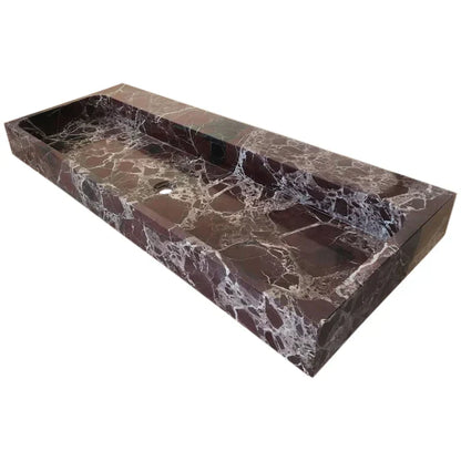 Rosso Levanto Marble Rectangular Wall Mount Bathroom Sink 20x48