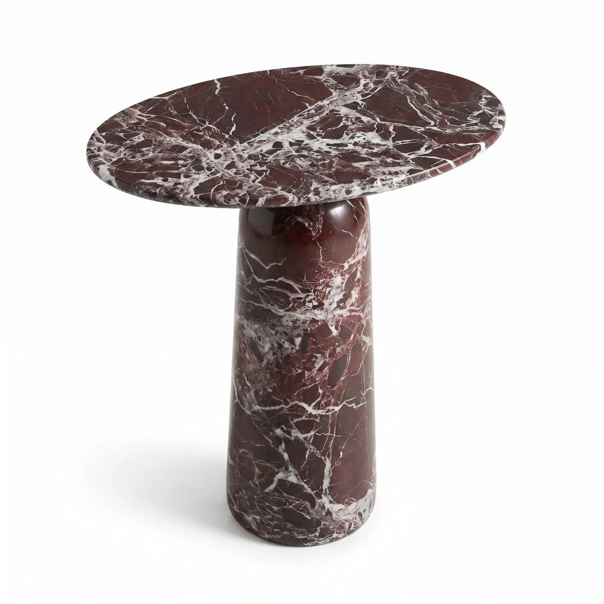 Rosso Levanto Marble Designer Side Table - Polished D12xL17xH20 Inches
